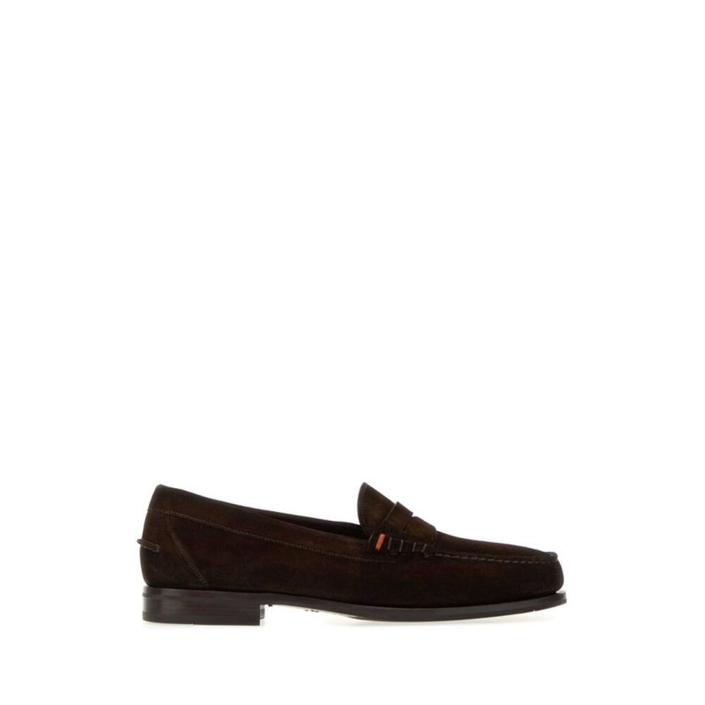Santoni Men Dark Brown Suede Quentin Loafers